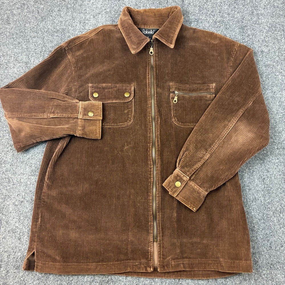 Rafaella Brown Corduroy Zip Up Shirt Jacket Womens Size Medium Cotton Shacket